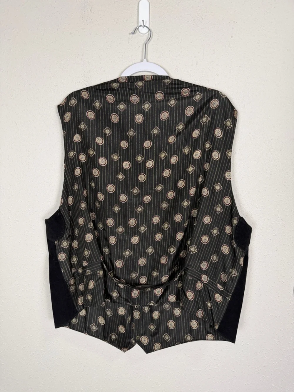 Vintage New Terrain Leather Vest 3X Black Western Biker Cowboy Button Front Silk